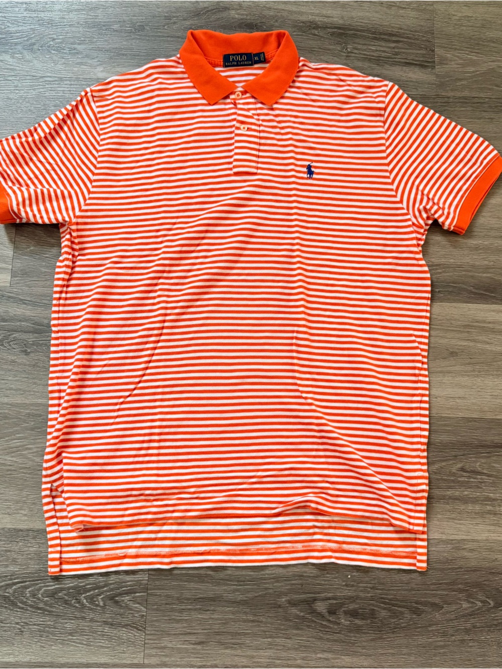 Polo by Ralph Lauren Orange and White Striped Polo Shirt